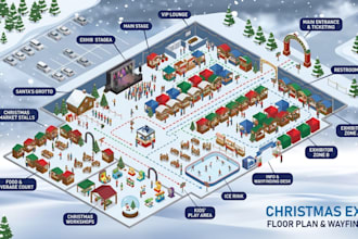 design a christmas expo floor plan, exhibitor booth map, event wayfinding layout