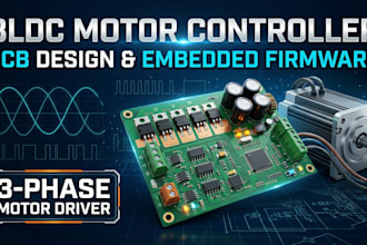 design custom bldc motor driver pcb, embedded firmware and power electronics