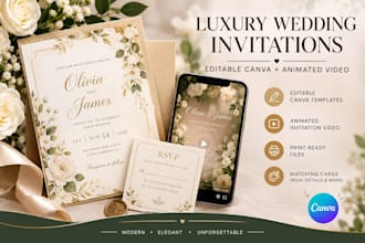 design luxury editable wedding invitations and animated video invites