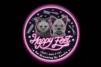 design animal vibrant dog grooming logo