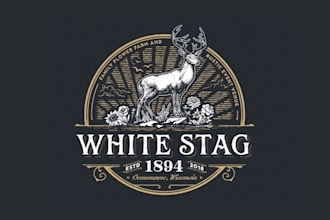 make white stag logo for a flower farm and event barn