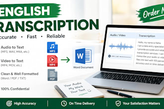 transcribe english audio and video into text