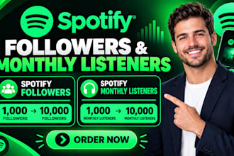 increase spotify followers, spotify chart, monthly listeners and streams