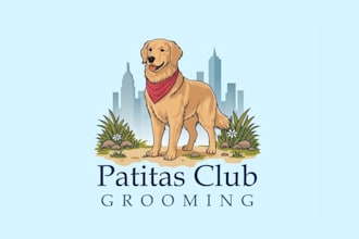 design natural high end logo with mobile dog grooming brand