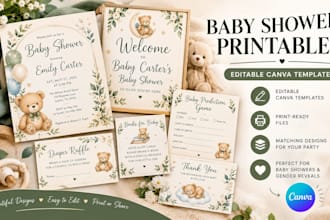 design editable baby shower invitations and party printables