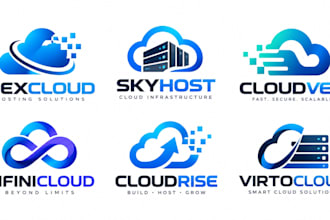 design a professional cloud computing, technology, hosting, digital cloud logo