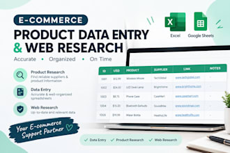 ecommerce product data entry and web research
