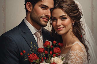 draw family couple portrait for valentines day