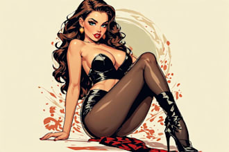 pin up girl and pin up girl illustration
