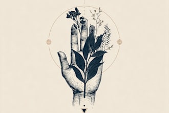 do handdrawn vintage botanical, mystic, logo illustration