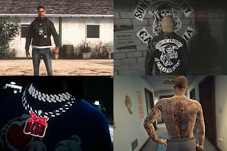 create custom fivem peds, tattoos, chains, clothing and mc kuttes