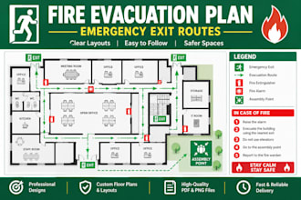 design a fire evacuation plan with emergency exit routes