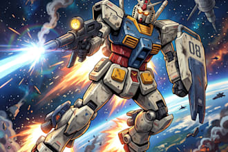 create retro mecha or scifi gundam art