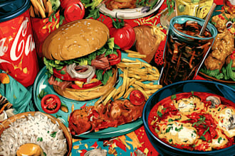 food illustration, cartoon, food vector, vector art