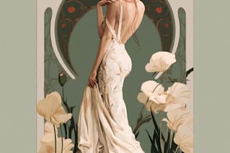 drawn dark art with art nouveau style for tshirt and etc