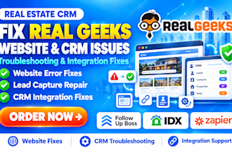 fix real geeks website fix real estate crm issues integration errors or problems