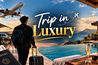 design luxury travel vlog thumbnails for youtube