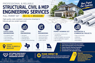 structural engineer full permit set civil engineer mep tx, ny, missouri permit