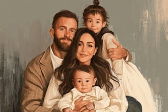 draw yellow cartoon portraits for couples and families