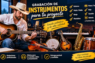 grabaré instrumentos musicales profesionales para tu canción