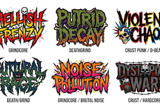 design grindcore, deathgrind and crust punk lettering