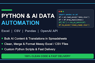 automate excel or csv data processing and bulk ai content with python