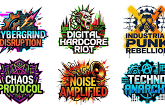 do industrial grindcore, cybergrind and deathgrind lettering