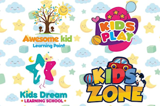 create baby shop, toy shop, kids shop, childcare, baby and kids logo