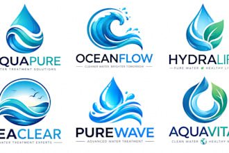 design a professional, aqua, ocean, wave, hydration, water treatment water logo