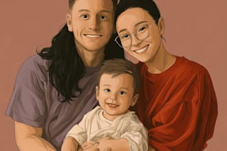 do realistic family portrait, couple art