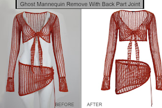 do ghost mannequin, symmetrical, neck joint, dummy retouch and clothing editing