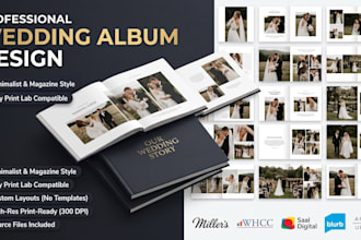 design modern minimalist wedding album or photobook layout