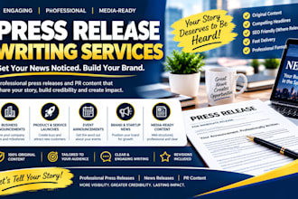 write professional press release PR content and news release for your business