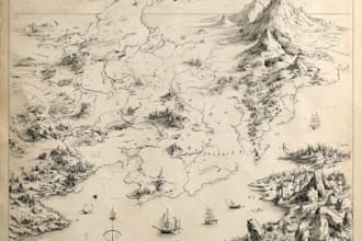 create a detailed historical replica map in vintage style