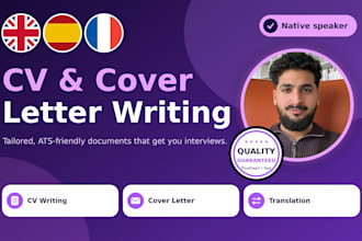 create your CV and cover letter in spanish, english or french
