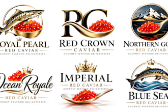 design a professional gourmet , seafood, fish roe delicatessen red caviar logo