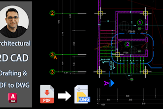 do professional 2d cad drawing, floor plan, and convert pdf to dwg