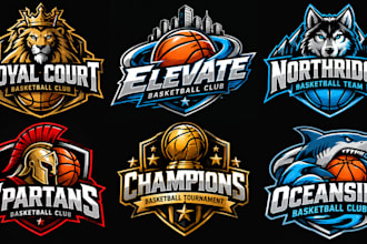 design a professional sports, tournament championship club, team basketball logo