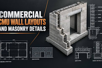 draft commercial cmu wall layouts elevations and masonry details
