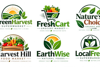 design a professional, supermarket, organic , food market, retail grocery logo
