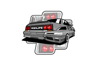 design custom nissan skyline icon logo for social media