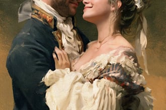 paint couple portrait painting in oil canvas