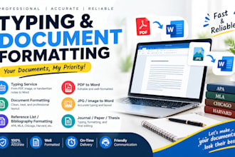 reliable typing, document formatting, and data organization services