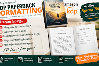 edit, resize, fix rejected book for amazon kdp book formatting, book interior