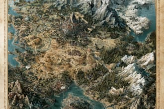 create a fantasy map illustration for your story, rpg world