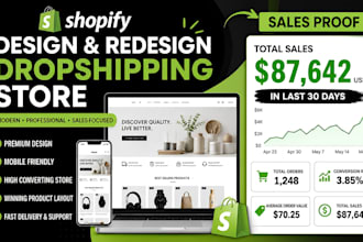 shopify dropshipping store design, redesign shopify website, shopify seo fix bug