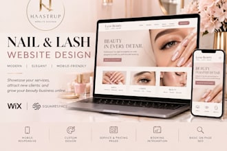 create a nail salon website, lash artist website, and beauty website