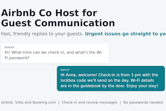 be your airbnb co host for guest communication and vrbo booking com messages