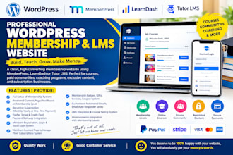 build wordpress subscription membership website, buddyboss, lms website, youzify