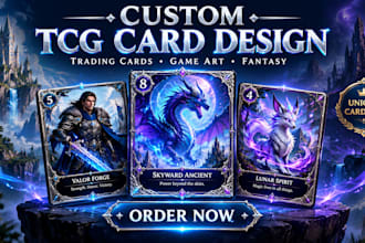 design custom trading cards, tcg game artwork, and unique card illustrations